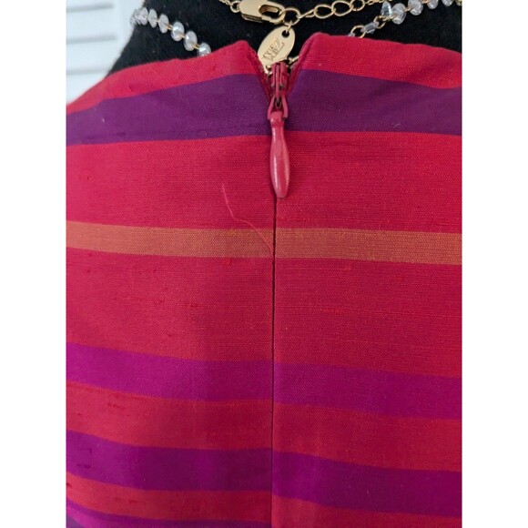 Jillian Jones Vtg Dress Women 16 Orange PurplePink 100% Silk Stripe Sheath Sleek - Picture 7 of 14